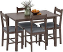 5-Piece Farmhouse Solid Wood Dining Table Set for 4