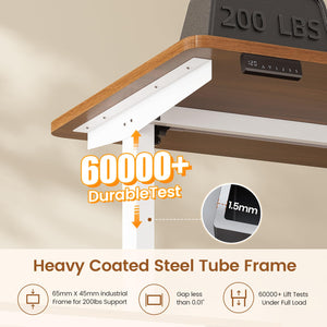 Height Adjustable Standing Desk with Drawers & Power Outlet, 61"