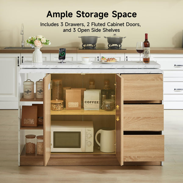 Kitchen Island with Storage Cabinet and Drawers, 54 Inch