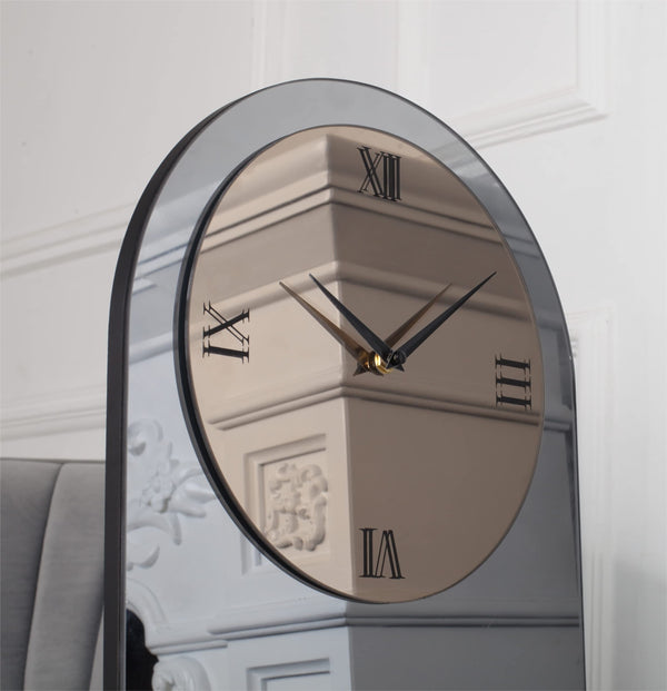 Large Oval Mirror Wall Clock – Black, 13"W x 39"H