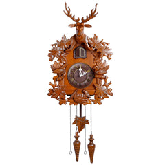 Handcrafted Wood Cuckoo Clock with Bird & Night Sensor