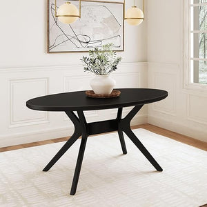 Oval Solid Wood Dining Table — 62 Inch, Seats 4