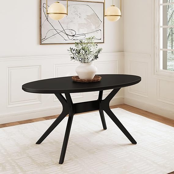 Oval Solid Wood Dining Table — 62 Inch, Seats 4