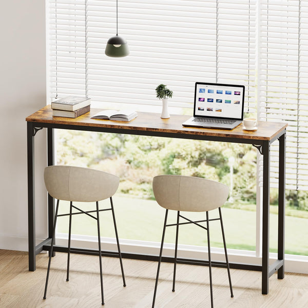Industrial Metal Wood Bar Table with Sturdy Legs