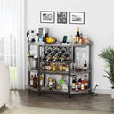 47.3" LED Bar Cabinet with Power Outlet & 4-Tier Storage