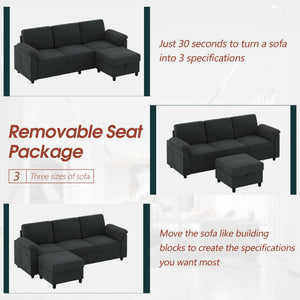 Convertible Sectional Sofa with Ottoman