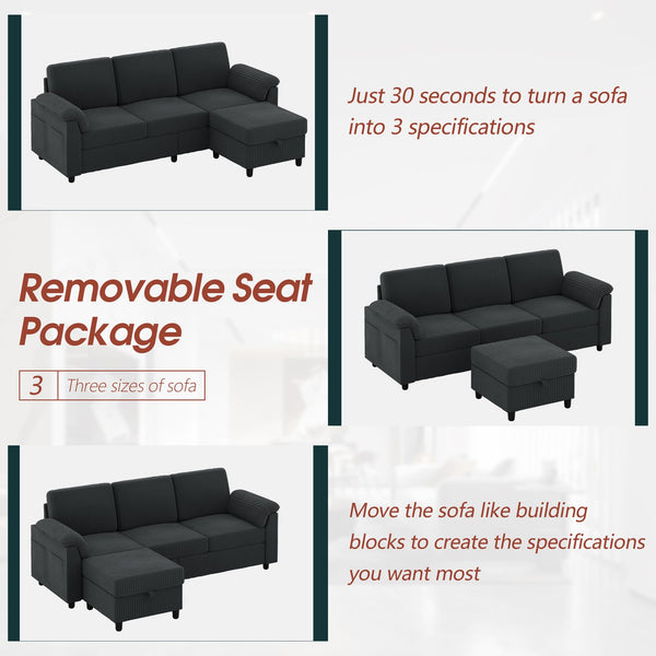 Convertible Sectional Sofa with Ottoman