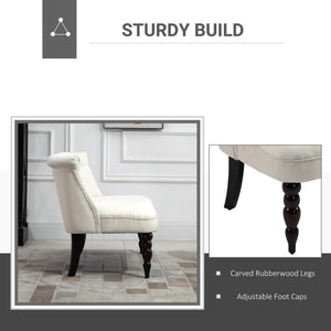 Button-Tufted Armless Loveseat – Cream White