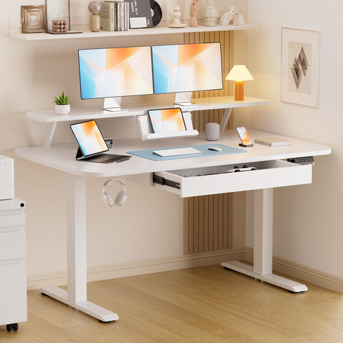 Electric Standing Desk with Drawers & Monitor Stand