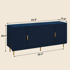 65" Fluted Sideboard Buffet Cabinet with 4 Doors & Adjustable Shelves
