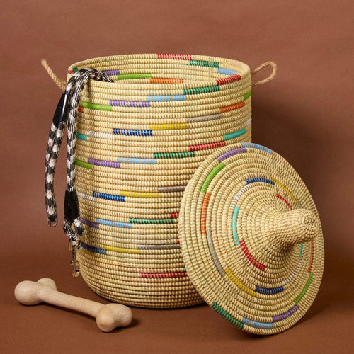 Handwoven Round Storage Basket with Lid