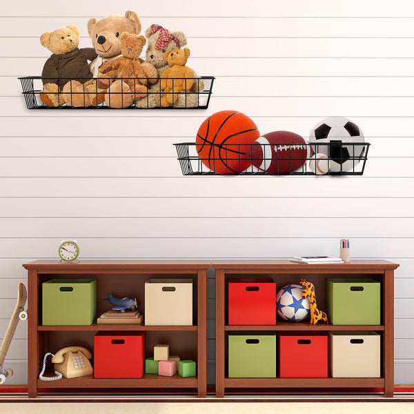 Slatwall Baskets 24" x 12" x 4" – 4 Pack Metal Wire Storage Organizer