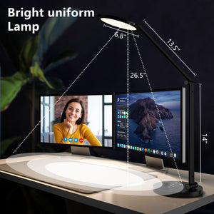 LED Desk Lamp with Swing Arm & Webcam Fill Light