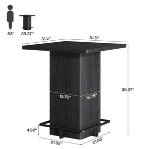 Square Bar Table, 39.37" High
