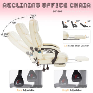 Massage Office Chair with Footrest, Heat & Recliner – 400 lbs Capacity