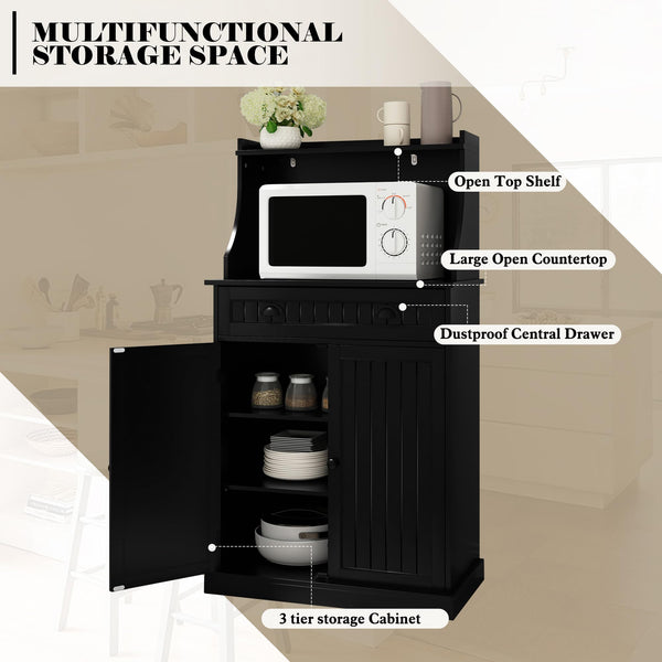 54" Kitchen Microwave Cabinet with Storage & Drawers