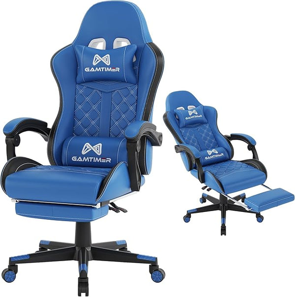High Back Gaming Chair with Footrest & Lumbar Support