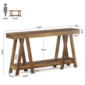 Farmhouse Console Table 2-Tier, 70.87" Wide