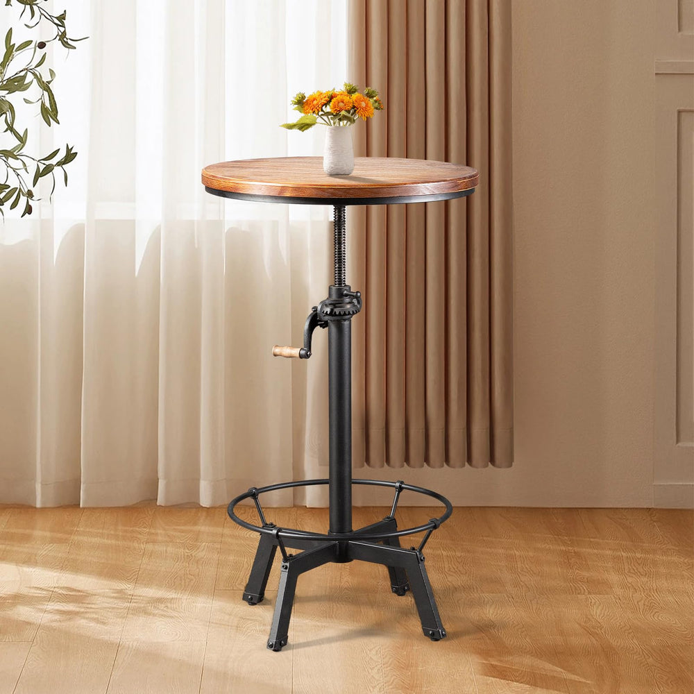 Adjustable Height Round Bar Table – Industrial Swivel Pub Table