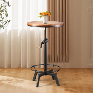Adjustable Height Round Bar Table – Industrial Swivel Pub Table
