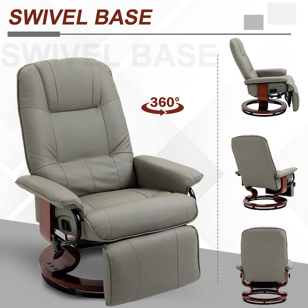 Faux Leather Swivel Recliner Chair with Footrest