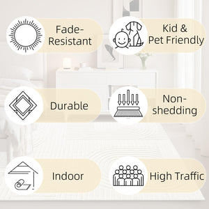 Soft High-Low Pile Area Rug – Washable, Non-Slip Indoor Rug for Living Room, Bedroom & Kids Room