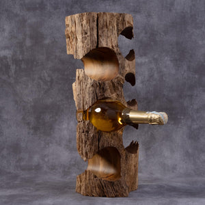 Rustic Solid Wood Countertop Wine Rack – Holds 5 Bottles