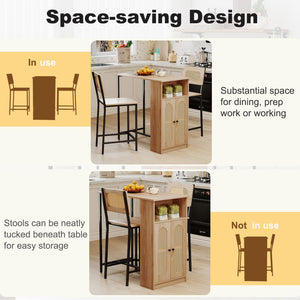 3-Piece Counter Height Bar Table Set with Storage