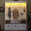 LED Hall Tree with Storage Bench, Shoe Cabinets & Coat Rack