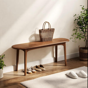 Solid Wood Dining Bench with Rounded Corners – Walnut