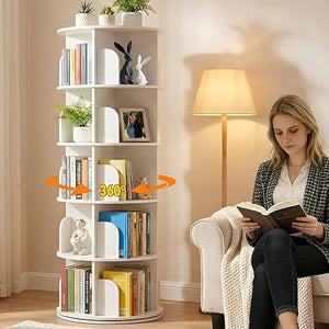 360° Rotating Bookshelf Tower | 4-Tier & 5-Tier Spinning Organizer