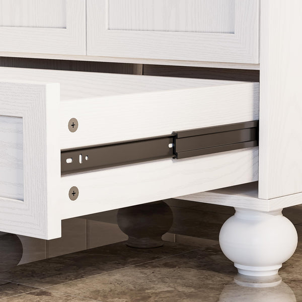 24" Bathroom Vanity with Ceramic Sink, 2 Doors, 1 Drawer & Solid Wood Legs – White