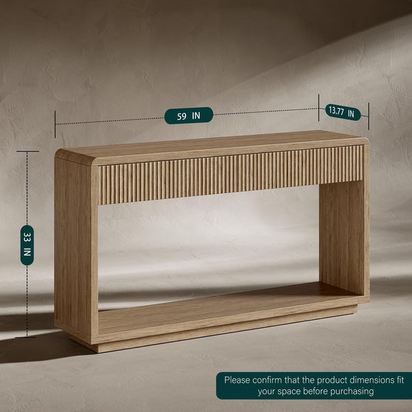 59" Fluted Console Table with Drawers & Storage