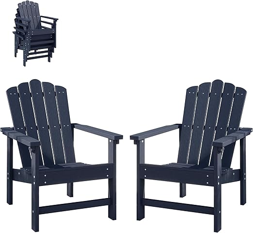 Stackable Adirondack Chair Set of 2 – HDPE Outdoor Patio Chair