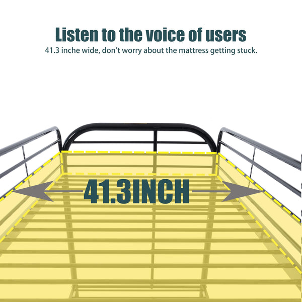 Twin Over Twin Metal Bunk Bed with Dual Ladders and Full-Length Guardrail