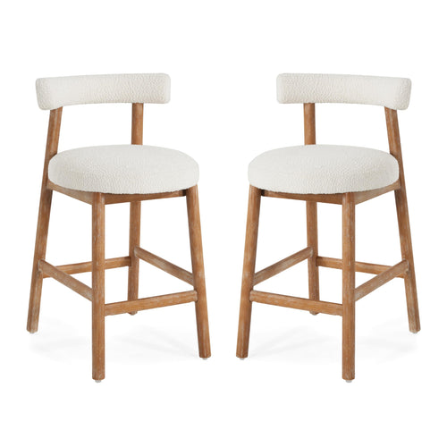 Boucle Counter Height Bar Stools, Set of 2