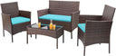 4-Piece Outdoor Patio Furniture Set – Rattan Wicker Chairs with Table