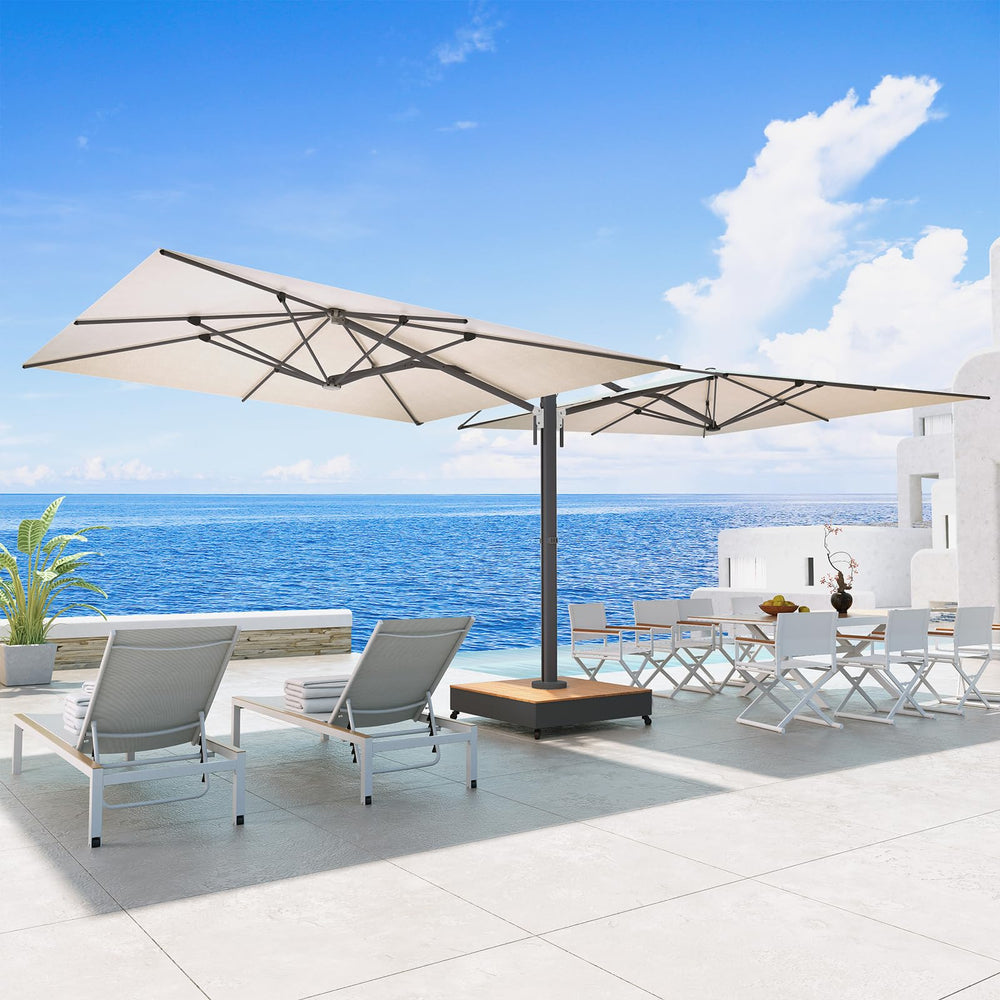 10x10 FT Double-Sided Cantilever Patio Umbrella with Base & Cover