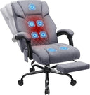 HOFFREE Heated Office Chair Massage Desk Chair with Heat 400lbs Executive Reclining Home Desk Chair with Footrest,Linkage Armrests for Heavy People(Black)