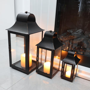 Metal Square Candle Lanterns Set of 3 – Indoor & Outdoor Decorative Holders