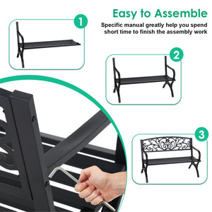 Outdoor Metal Garden Bench 50 Inch