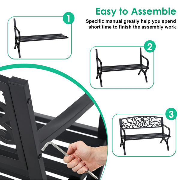 Outdoor Metal Garden Bench 50 Inch