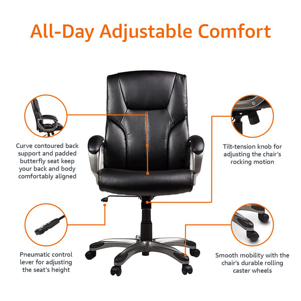 Executive High-Back Office Chair with Adjustable Height & Swivel