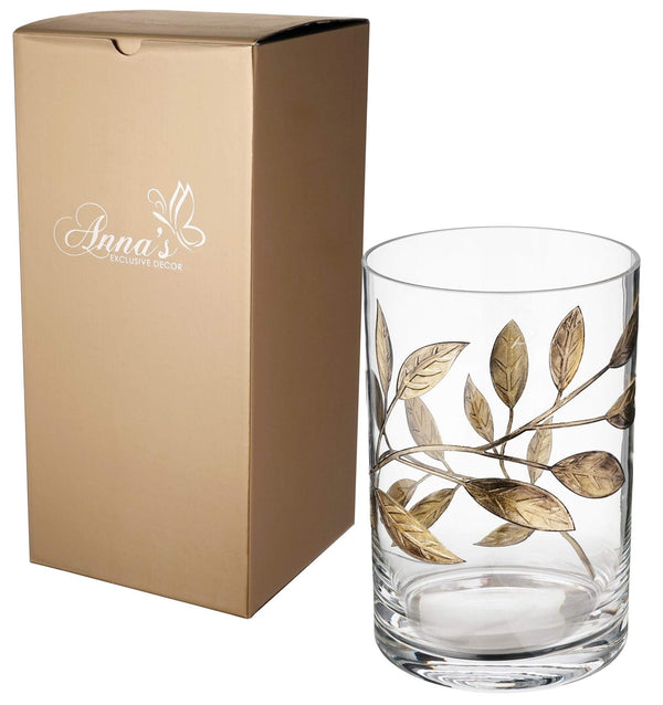 Gold Leaf Hurricane Glass Candleholder