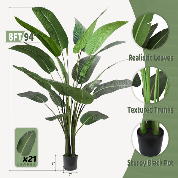 Artificial Bird of Paradise Tree — Large Faux Tropical Indoor Plant