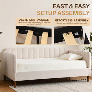 Twin Size Upholstered Daybed with Adjustable Backrest