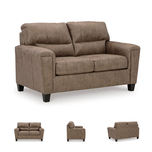 Dark Brown Faux Leather Loveseat
