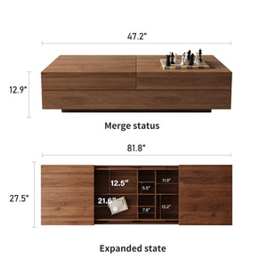 Expandable Coffee Table with Storage, 47.2"-81.8", Walnut