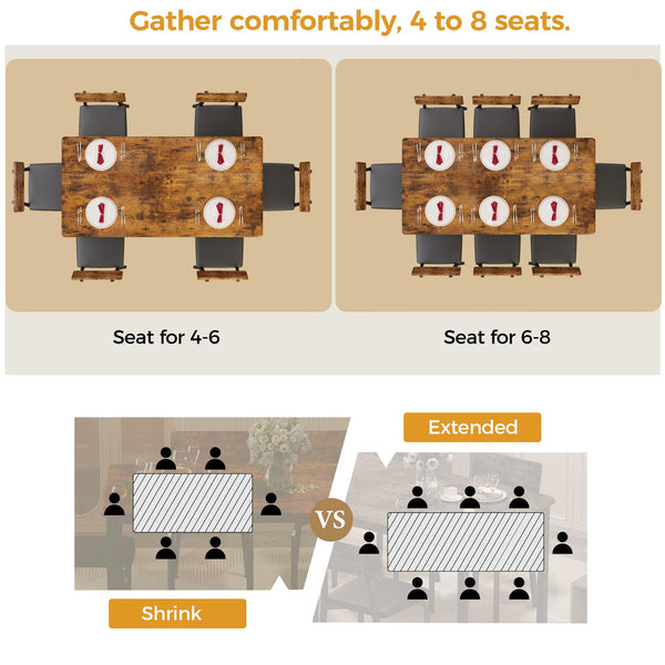 5-Piece Extendable Dining Table Set with 4 Upholstered Chairs