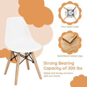 Kids Mini DSW Chair Set of 4 with Wood Legs & Curved Backrest